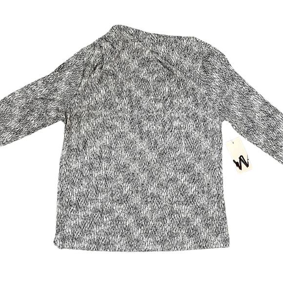 Worthington (L) Scribble Geometric Asymmetric Ruched Neck Long Sleeve Blouse - Picture 8 of 11